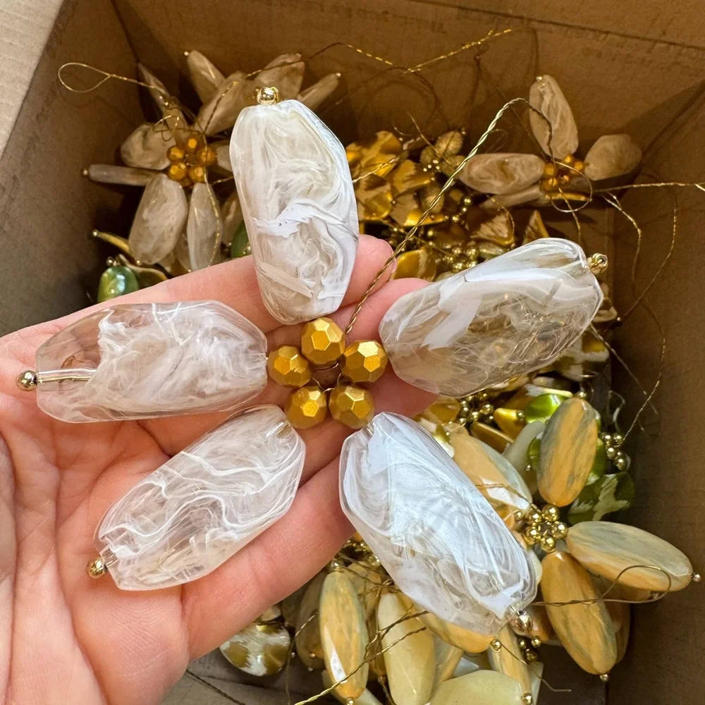 Bulk of handmade beaded flower stems for decor, crafts, projects - Picture 3 of 8